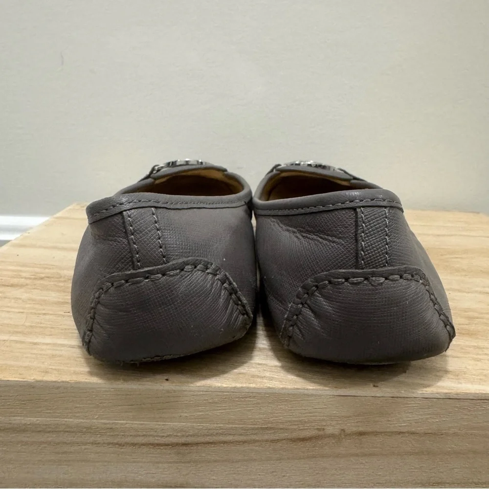 Michael Kors Gray Fulton Leather Driving Flats 7 - Picture 3 of 6